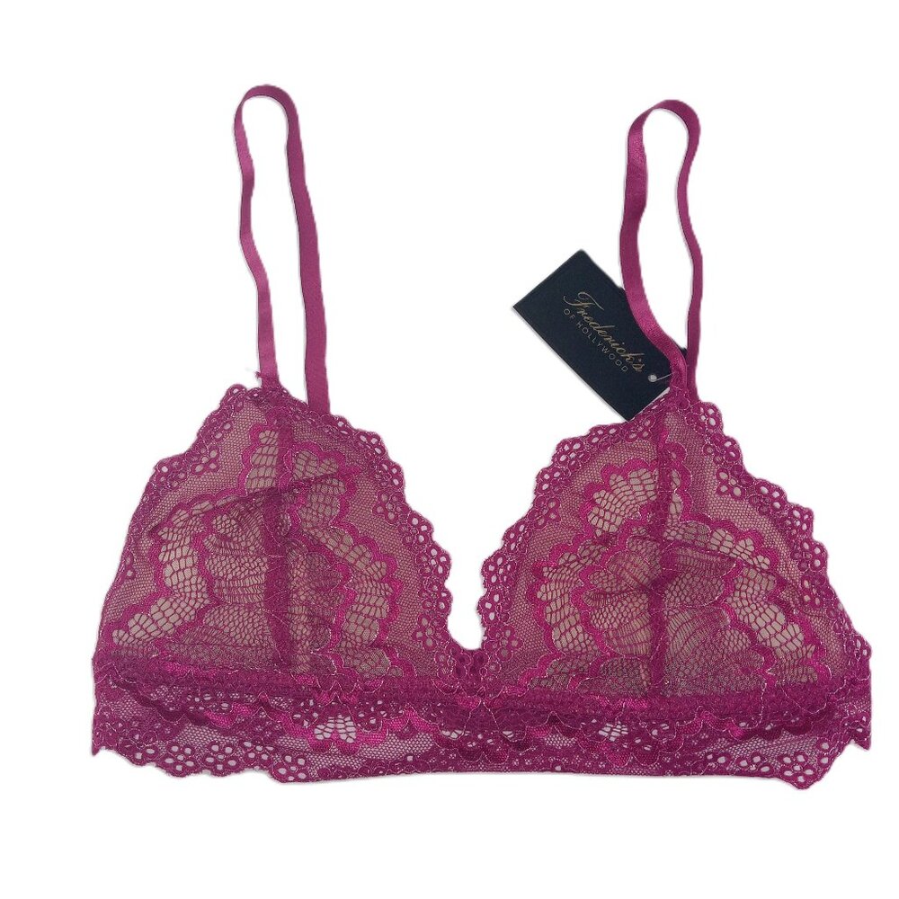 Frederick's Of Hollywood Women's Caroline Lace Bralette Size S Fuchsia Silver
